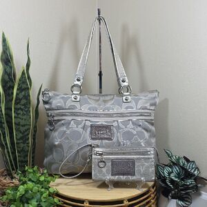 Coach Poppy Lurex Tote and Wristlet Set